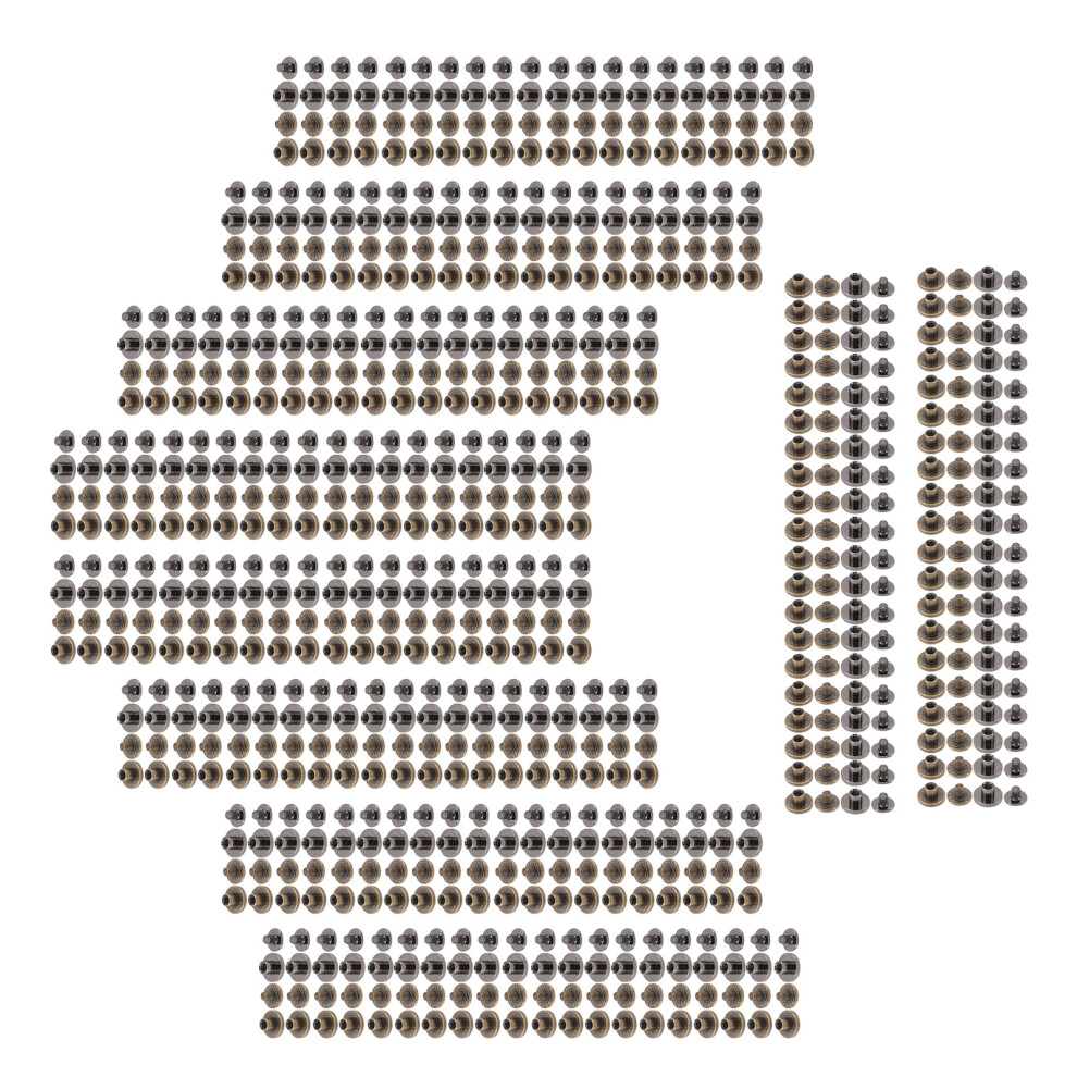 200Pcs Chicago Screws 0.4X0.2in Brass Nickel & Black Leather Rivets 4361356672546