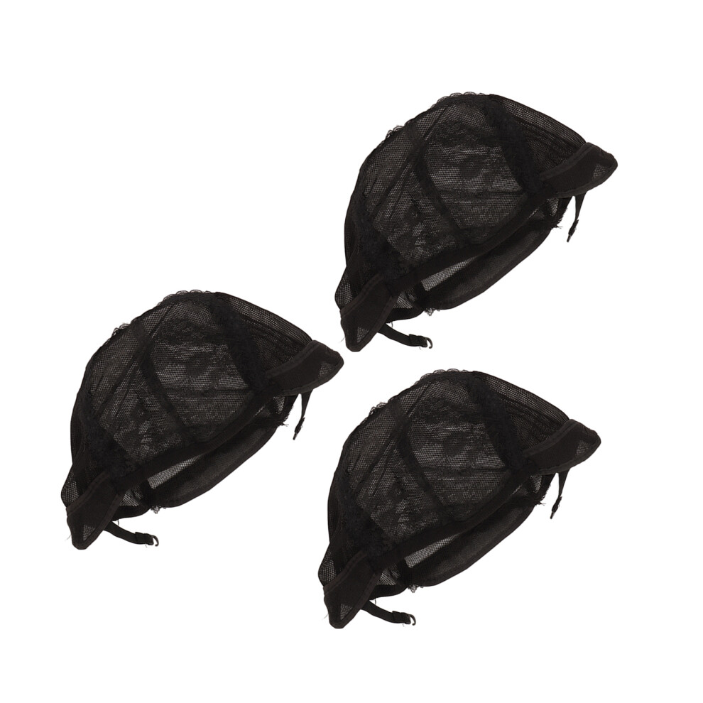 Unisex 3Pcs Breathable Nylon Wig Caps With Elastic Band For Women Cosplay