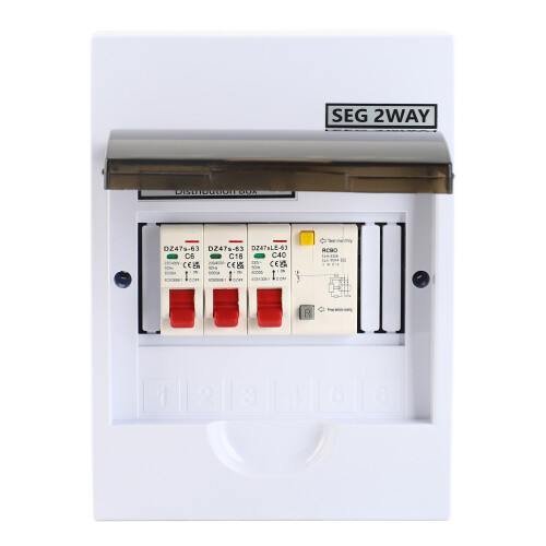 Sicherungskasten 2-Wege 40A 30mA RCD + 2 MCB 1