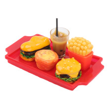 Puppenhaus Fast-Food-Set 1/12 Resin Mini Hamburger & Pommes Zubehör