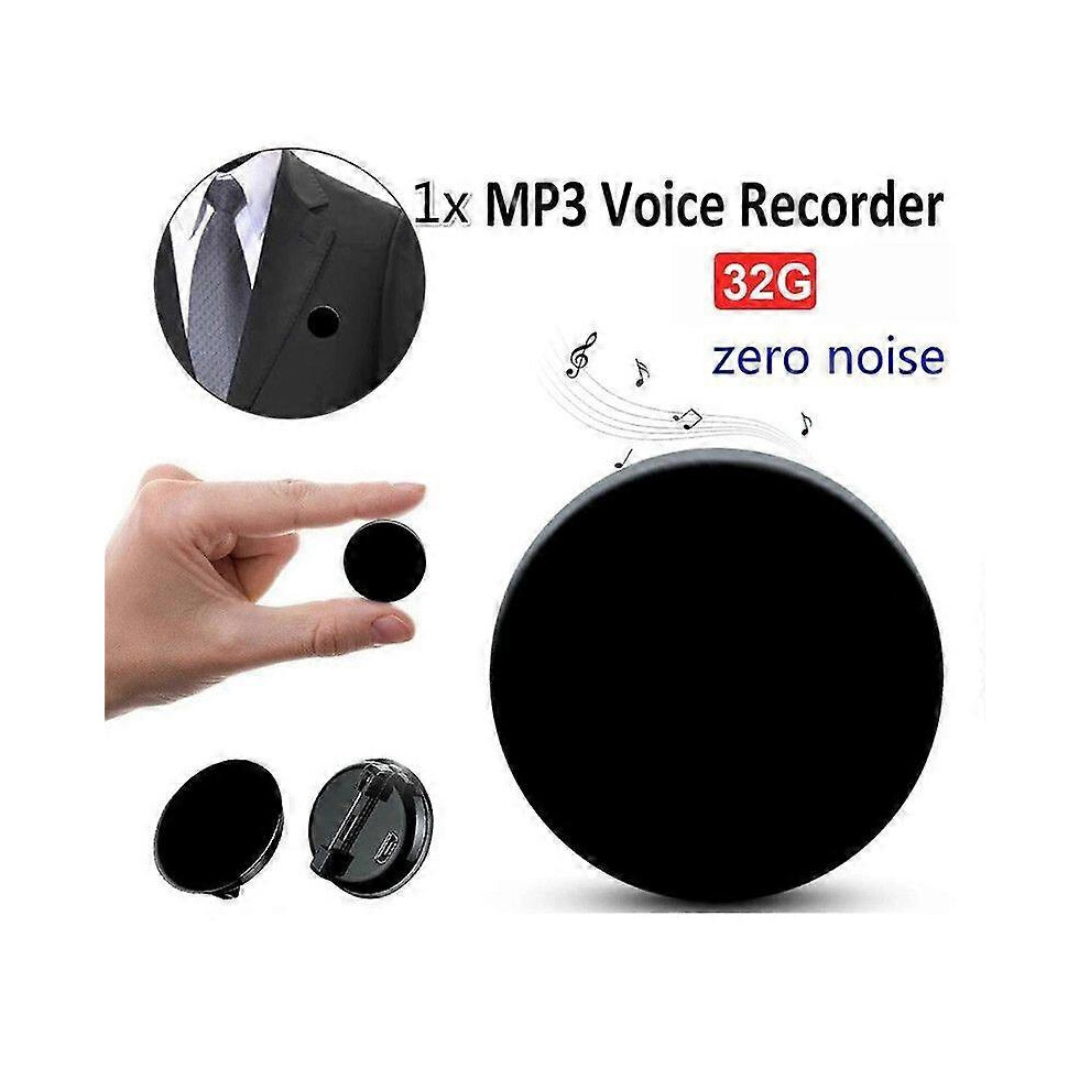 Kikidex (As Show, One Size) Digital Voice Recorder Mini Brooch Sound Recorder Professional Long Distance Voice Recorder Mp3 Player - 32Gb