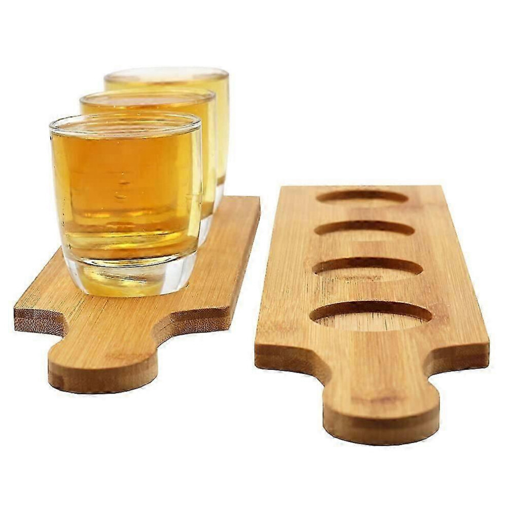 Kikidex (As Show, One Size) 5 Pack Natural Tasting Flight Board Serving Paddle Drinks Holder