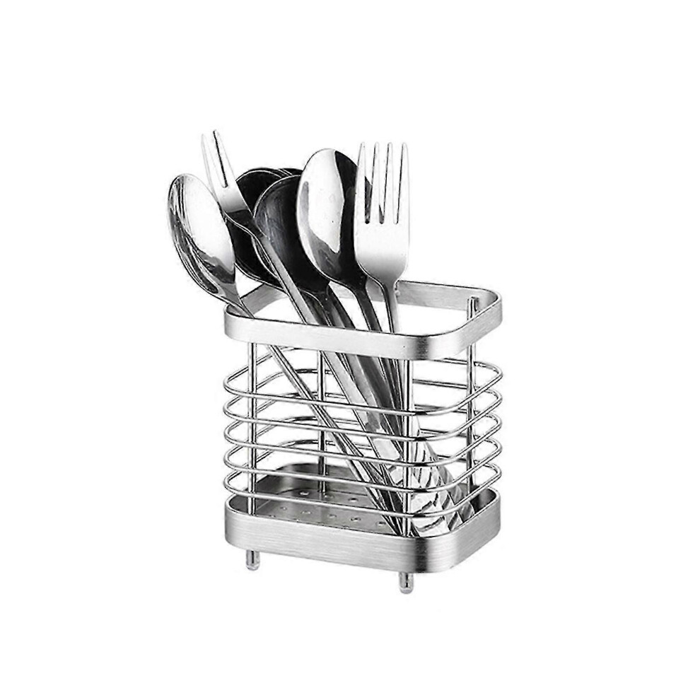 Kikidex (As Show, C) Stainless Steel Cutlery Drainer Stand, Kitchen Sink Utensil Organizer Rack