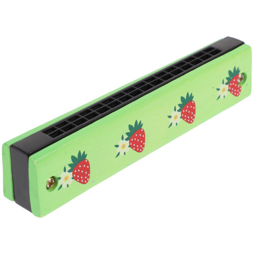 1Pièces Harmonica Bébé Bois Naturel Motifs Fruités Vert Clair Durable 1
