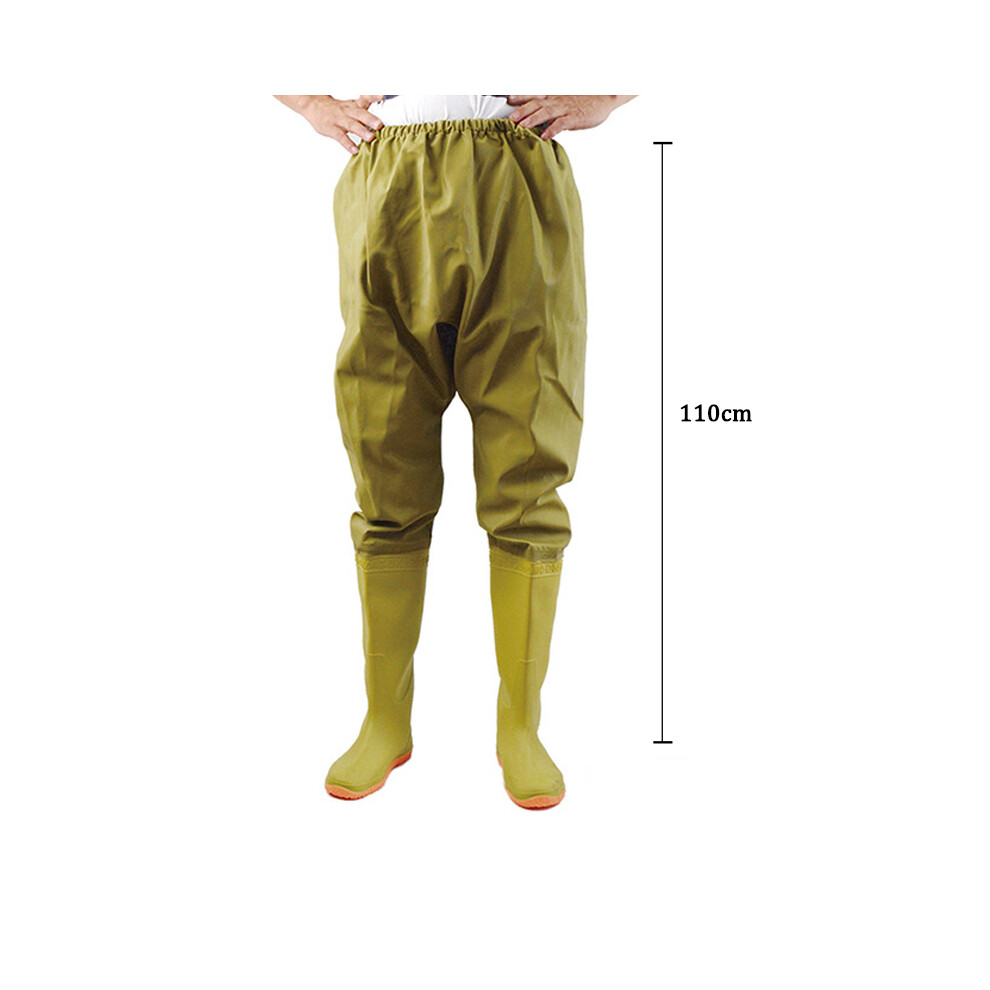 Waterproof PVC Wader Pants for Men & Women, Bootfoot Waist Wader, Antislip, Size 40-image-OPC-PMHZVQW-NEW