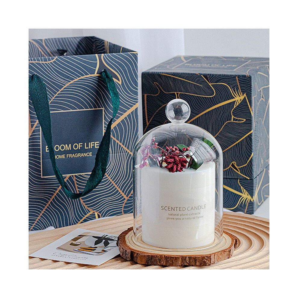 Scented Soy Wax Candle with Dry Flowers, Glass Cover, 7.2x7.2x10cm-image-OPC-PMHZWB6-NEW