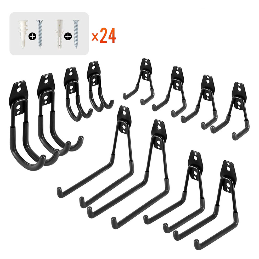 Heavy Duty Garage Hooks Wall Mounts, 6 Sizes, Black/Orange-image-OPC-PMHZWDW-NEW