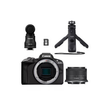 Canon EOS R50 Content Creator Kit (Black) (RF-S 18-45mm f/4.5-6.3 IS STM + Tripod Grip HG-100BTR + Stereo Microphone DM-E100+32GB SD Card)