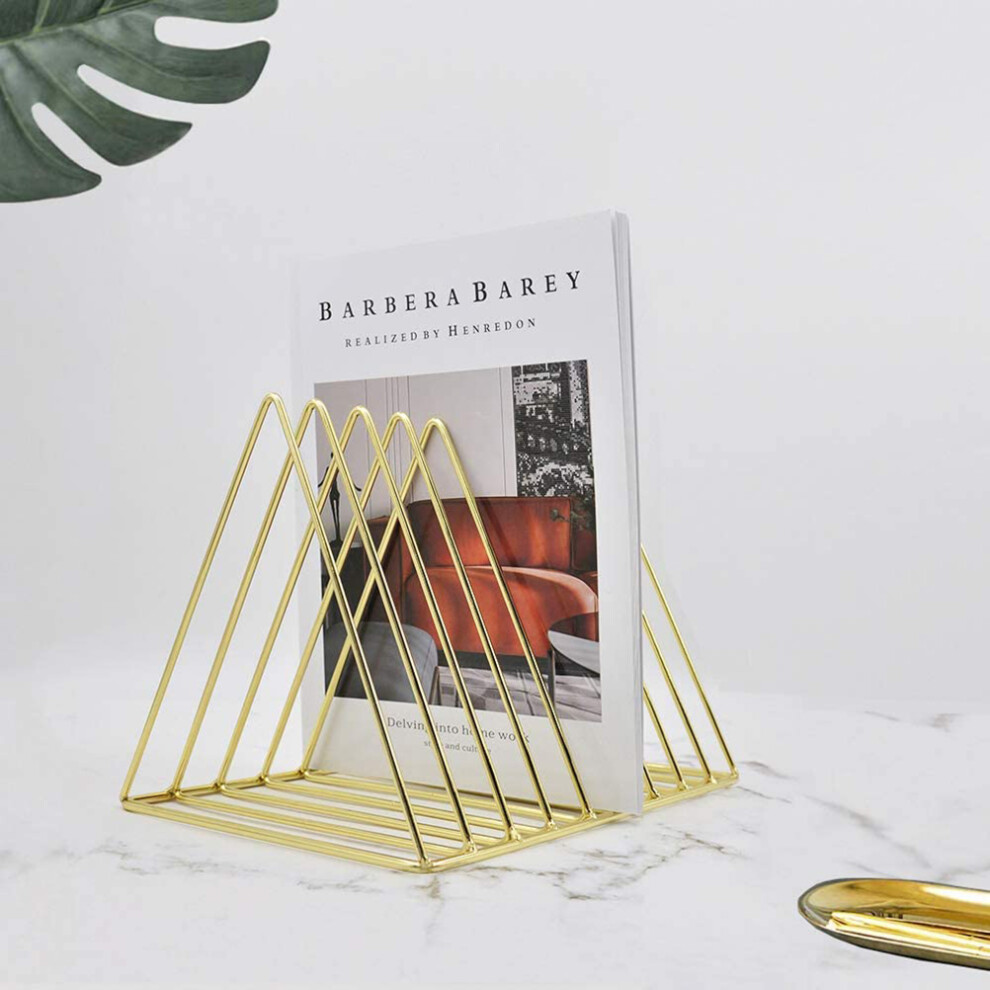 Iron Triangle Record & Magazine Holder, 20.5X17.8x17cm Desk Storage 3091356682863