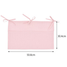 Baby Crib Hanging Storage Bag, Linen, Gray/Pink, 50.8cm x 30.4cm