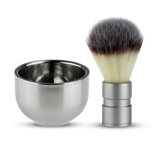 De Rasage Brosse Blaireau Bol Mug Double Couche Acier