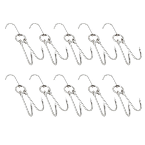 10 Pcs Köttkrokar För Kyckling Bbq (Silver)