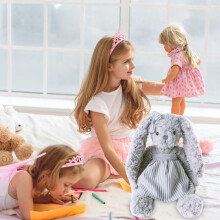 Conejo de peluche gris relleno de algodón de 30 cm