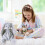 Conejo de peluche gris relleno de algodón de 30 cm 10