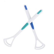 Juego de 2 piezas de raspador de lengua de plástico para cuidado bucal
