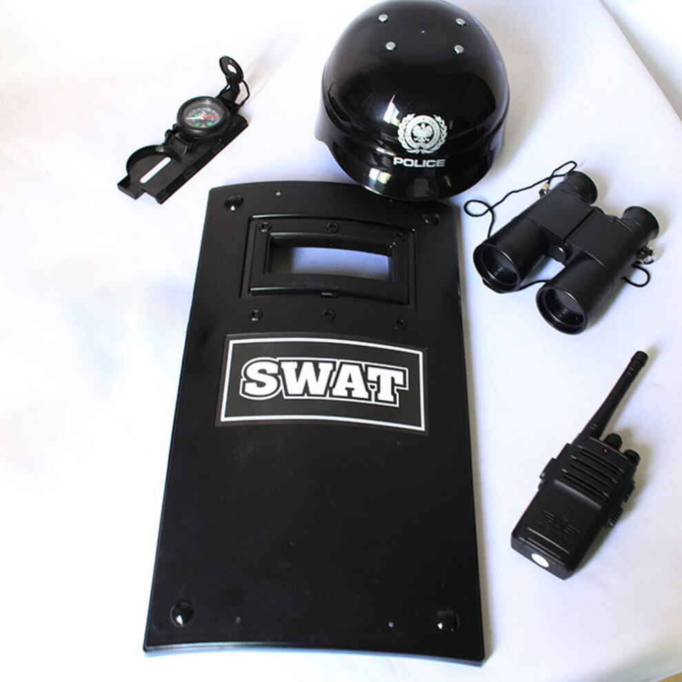 Durable Swat Police Mini Shield For Kids - Enhance Role-Playing Fun Black