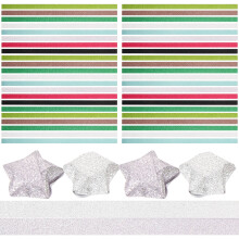 320 Pcs Glitter Origami Vikpapper Regnbåge Femuddig