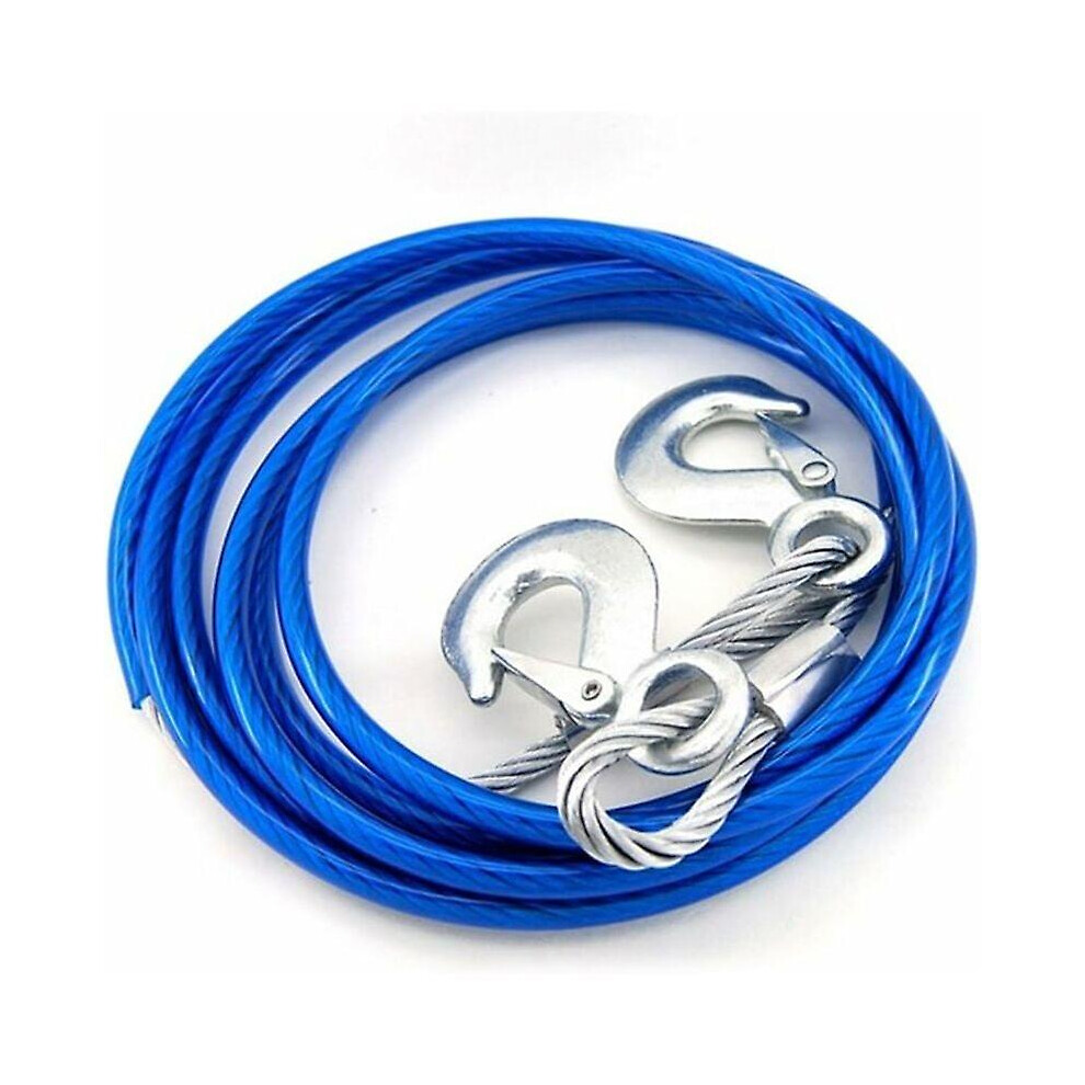 Kikidex (As Show, One Size) 5 Ton Towing Ropes Heavy Duty 4 Meters Recovery Towing Cable With 2 Safety Hooks For Cars