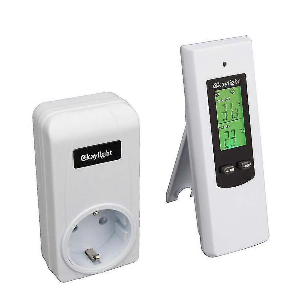 Kikidex (As Show, One Size) Temperature Switch Control Socket Thermostat Socket Intelligent Thermostat Socket Rf Remote Control Socket
