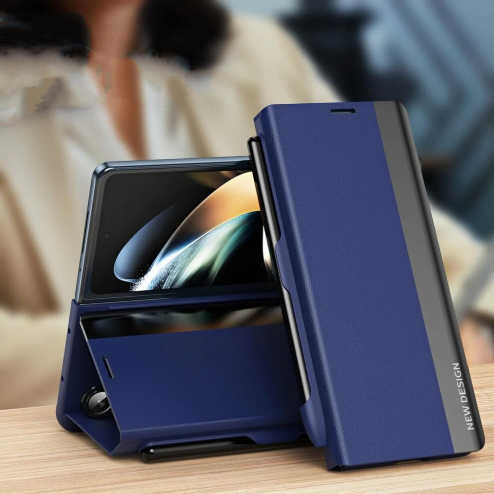Magnetic Holster Pen Slot With Pen Phone Case Compatible With Samsung Galaxy Z Fold5 Z Fold4 Z Fold3 Z Fold2 Pen Blue 9105992815739