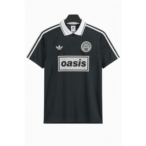 (Large) AD x Oasis Black Collared Jacquard Shirt (S–4XL)