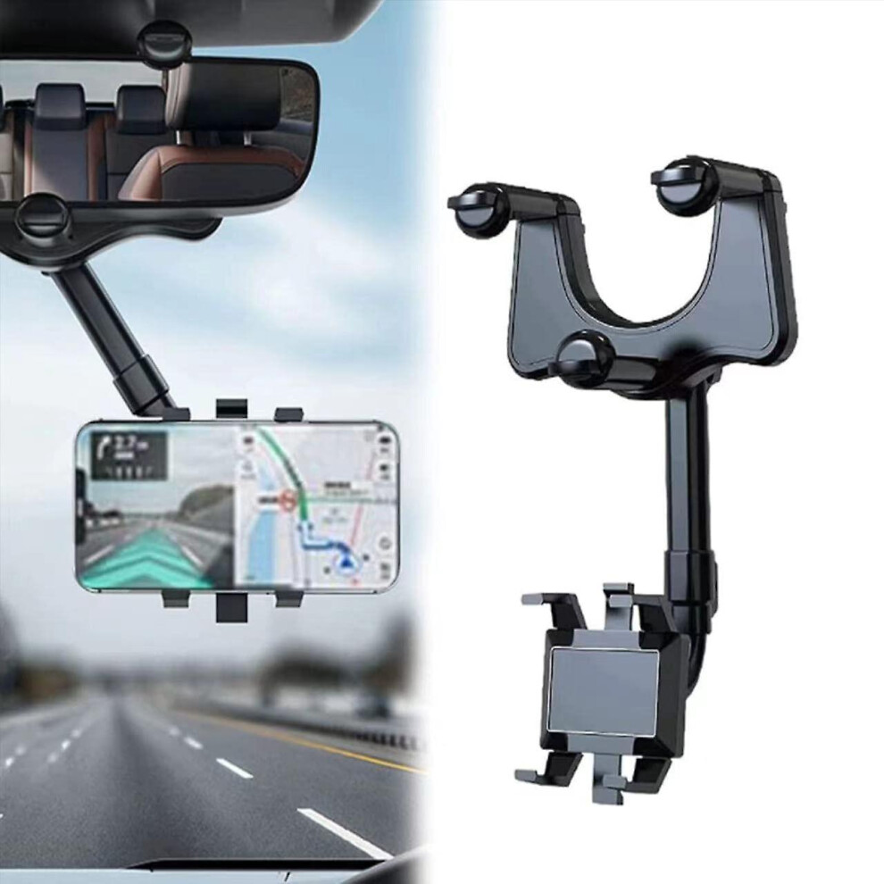 Kikidex (As Show, One Size) Car Rearview Mirror Mobile Phone Holder 360 Rotation Universal Adjustable Car Phone Holder Direction Display