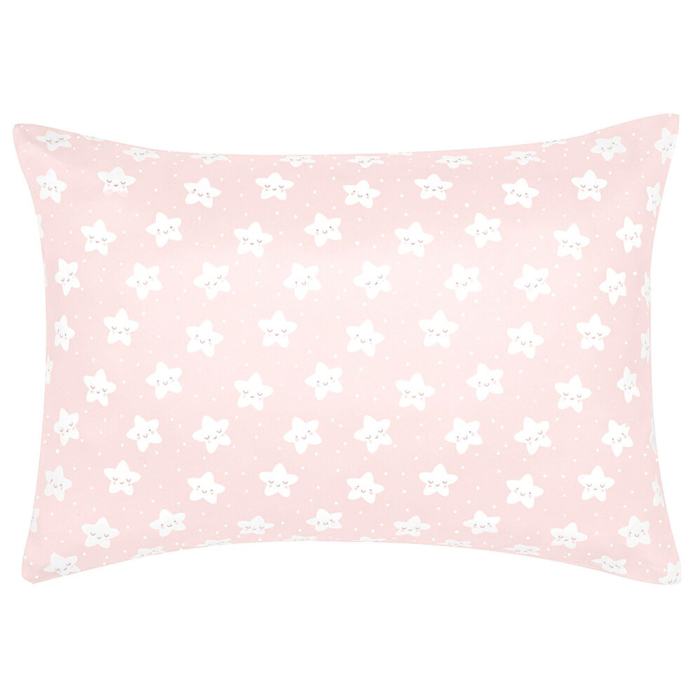 Baby Pillowcases 36x49cm Soft Breathable Kids Pillow Covers Fits 13x18 14x19 12x16 Inches Simulated Silk Pink Star