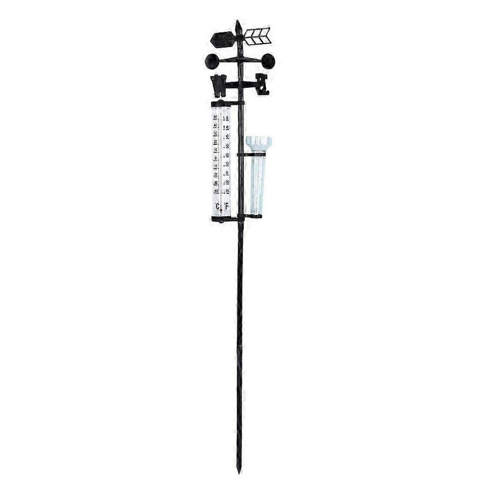 Kikidex (As Show, One Size) Garden Weather Station, Weather Station Rain Gauge, Wind Gauge Rain Gauge And Thermometer For Garden