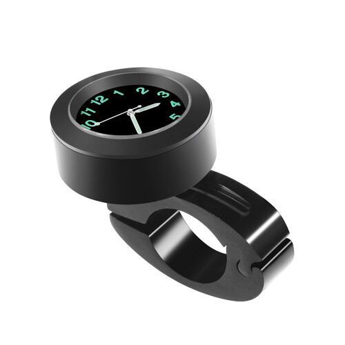 Waterproof 22-25mm Aluminum Handlebar Clock with Silver/Black Finish 1