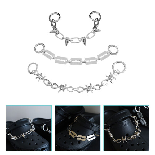 3Pcs Punk Style Silver Iron Shoe Charm Chains for Boot Decoration 2