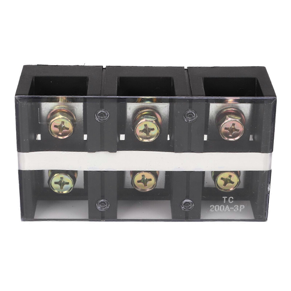 High Current Double Row Screw Terminal Block With Pc Cover For Lighting Distribution 200A 600V 3 Positions (2003) 6935159155704