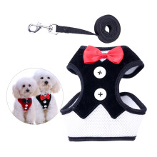 Dog Harness Vest Bow Tie Kvällskläder Hundkäpp Mitrar Bröstkrok
