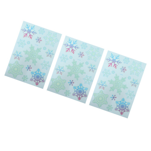 3Pcs Assorted Christmas Snowflakes Temporary Luminous Sticker Sheets