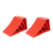 2 Pack Heavy Duty Rubber Wheel Chocks for Cars Trucks RVs Trailers Slip Resistant Red Wheel Stoppers