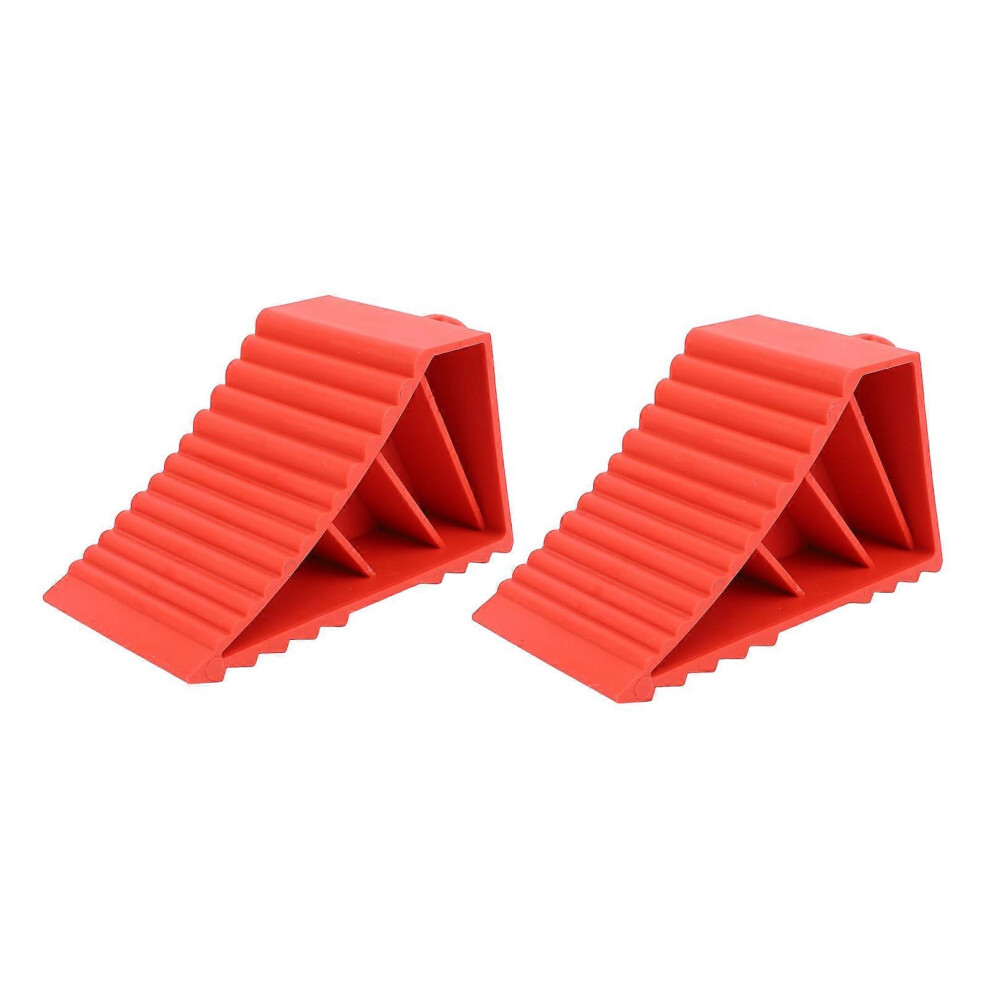 2 Pack Heavy Duty Rubber Wheel Chocks For Cars Trucks Rvs Trailers Slip Resistant Wheel Stoppers Red 6935159240844