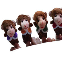 Plüsch-Fünf-Kleine-Affen-Fingerpuppen-Set mit Handpuppe, 7 cm/8,66 Zoll