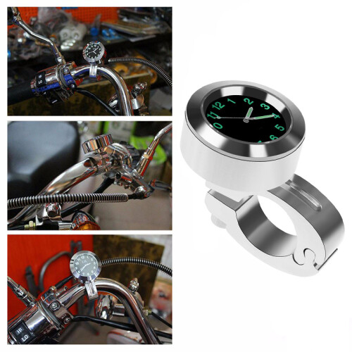 Waterproof 22-25mm Aluminum Handlebar Clock, Universal, Black/Silver 2