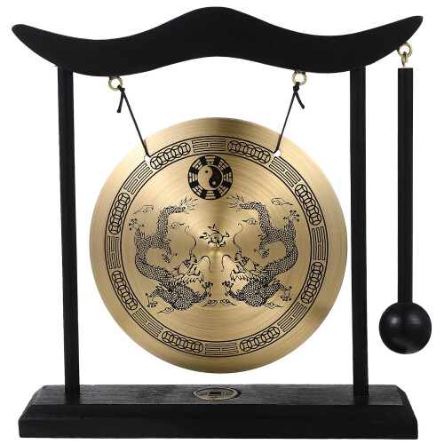 Gong Med Träkloss, Ornament, Kinesisk , , Handgjord 2