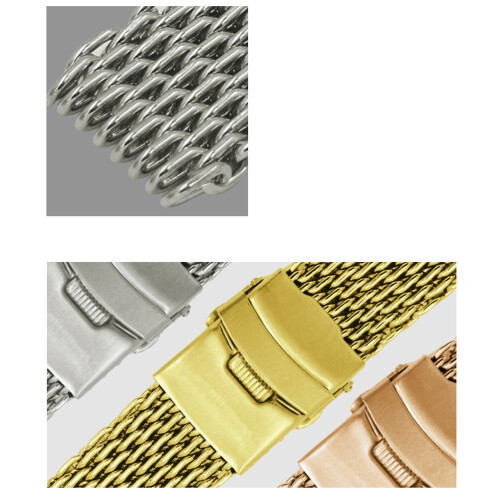 24 Mm Shark Mesh Rostfritt Klockband Vikbar Spänne 1