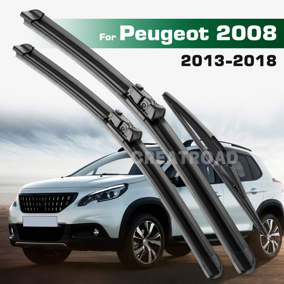 (Right Hand Drive) Wiper Lhd&Rhd Front & Rear Wiper Blades Set For Peugeot 2008 A94 2013 - 2018 Windshield Windscreen Window Brushes 6935159282851