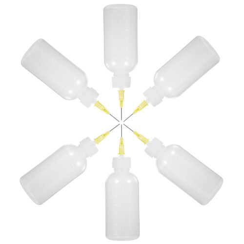 6Pcs Precision Needle Tip Applicator Squeeze Flask För Flytande Lim