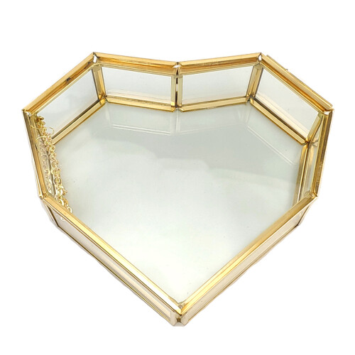 Herzförmige Glas-Schmuckbox 12,5  10,7  4,5 cm 1