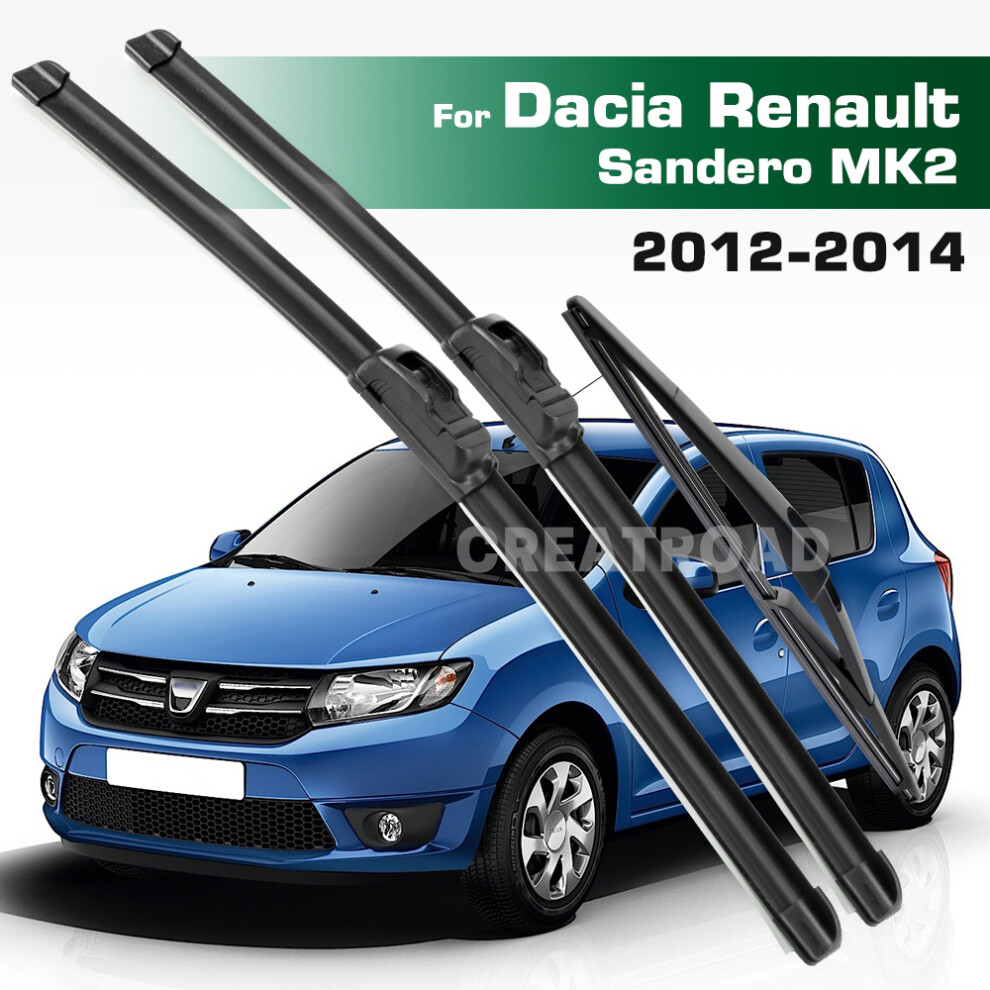 (3Pcs) Wiper Lhd&Rhd Front & Rear Wiper Blades Set For Dacia Renault Sandero Mk2 2012 - 2014 Windshield Windscreen Window 6935159280055