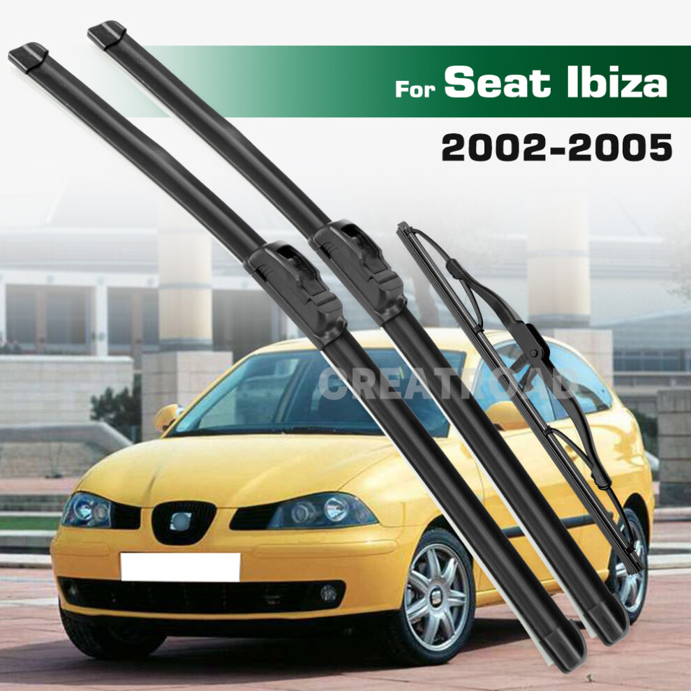 (3Pcs) Wiper Lhd&Rhd Front & Rear Wiper Blades Set For Seat Ibiza 2002 - 2005 Windshield Windscreen Window Brushes 6935159279929