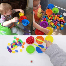 62 Stück Kinder Regenbogen-Bären Zählspielzeug Lernspiel zum Zuordnen für Kinder ab 3 Jahren