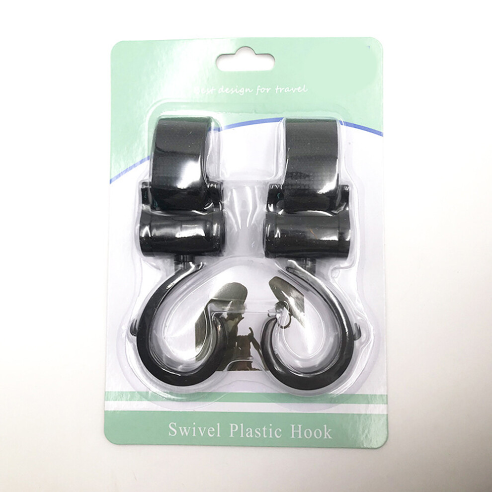2Pcs Baby Stroller Hooks 5.2X14cm Infant Clips Carabiner Nylon Black