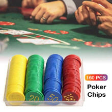 160pcs Casino Poker Chips Set: Value 10 20 50 100 4 Vibrant Colors