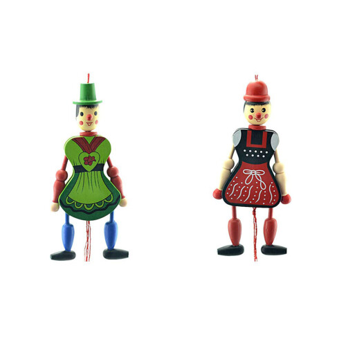 4pcs Wooden Pull String Puppet Dolls, Funny Hanging Decorations, 18x5cm 2