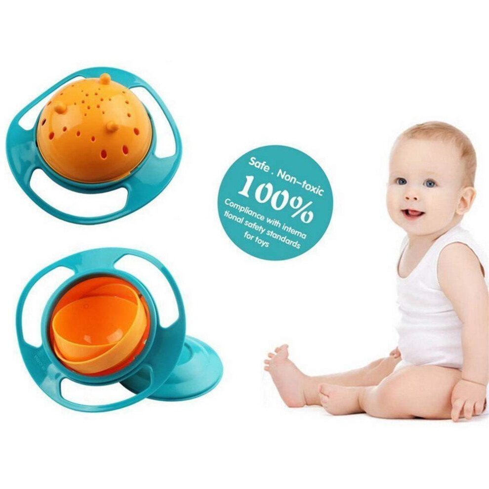 Cute Baby 360 Rotatable Spill Proof Gyroscopic Bowl with Lid, 17x17x7cm