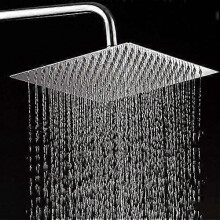(As show, One size) 304 Stainless Steel Shower Head High Pressure Water Saving Shower Head for Bathroom (25cm Square)